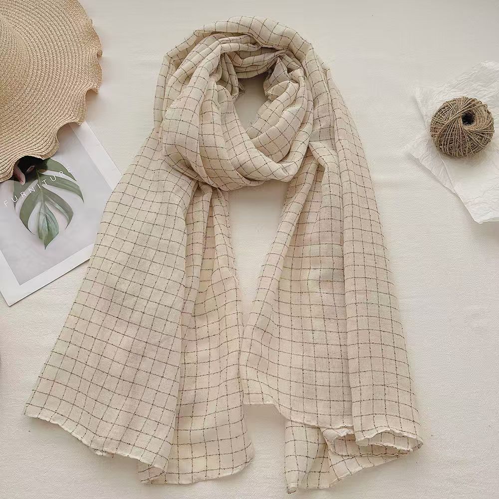 T314 plaid casual versatile scarf female warm travel shawl fashionable high quality