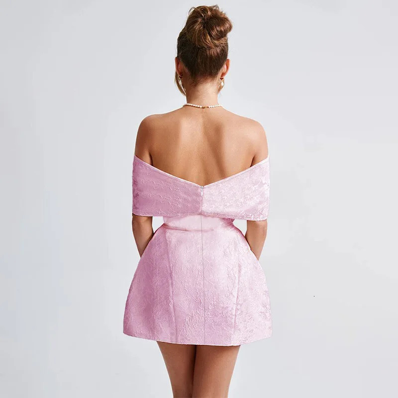 NIDANSI strapless jacquard backless bow evening dress womens dress elegant sexy dress mini summer dress vest 250314