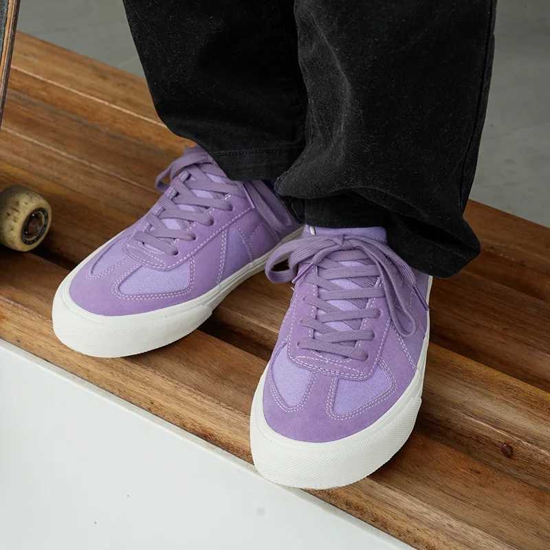Jewelry Purple Soft Cfortable Man Sneakers For Skateboarding Two-Te Shoelace Suede Canvas Fi Skate Shoes Y250318