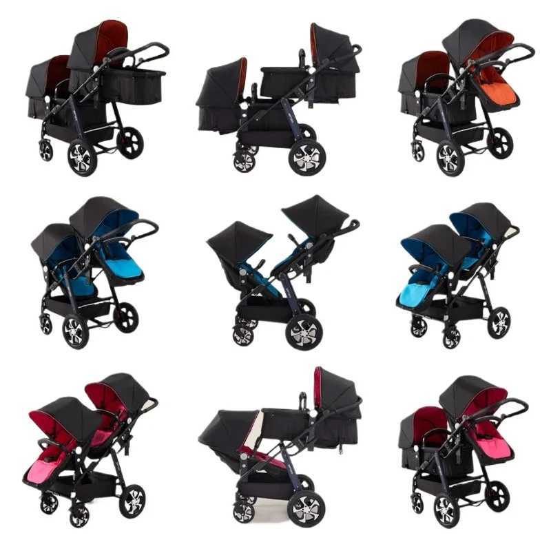 Lightweight double baby stroller folding double baby stroller suitable for two childrens shock-absorbing double baby strollers four-wheel carts Z25031