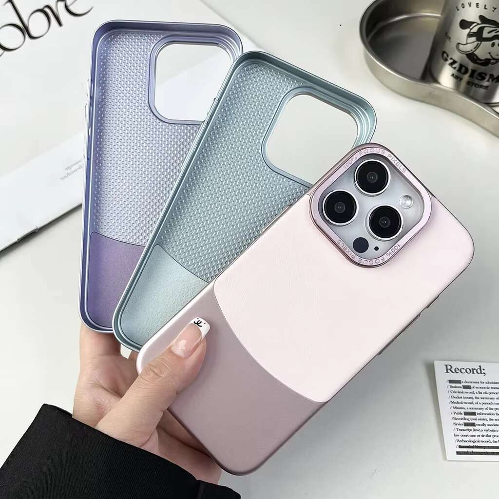 Splicing Flannel Cell Phone Case Ultra Thin Matte Anti Fall Back Cover With Metal Lens for iPhone 16 15 14 13 12 Pro Max