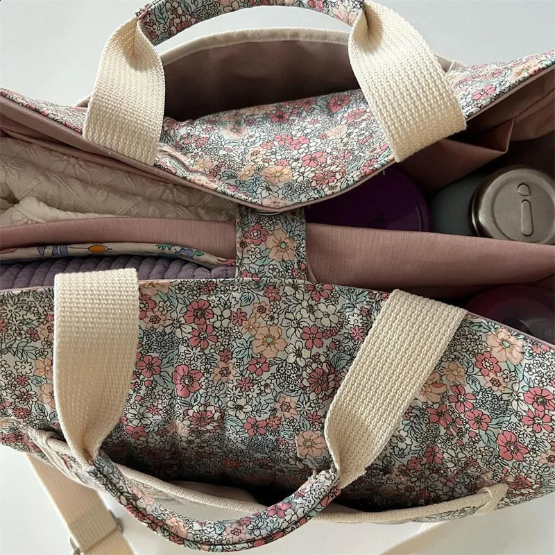 Ins Korean Style Baby Diaper Bag Mummy Shoulder Bag Floral Stroller Diaper Storage Organizer Large Handbags 250319