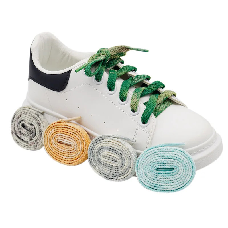 Weiou Lace 20 Pretty Colors Thickness Tie-dye Ropes 8MM Flat Type Artistic Sneaker Boots Cord 60-180CM Shoe Accessory Wholesale 250319