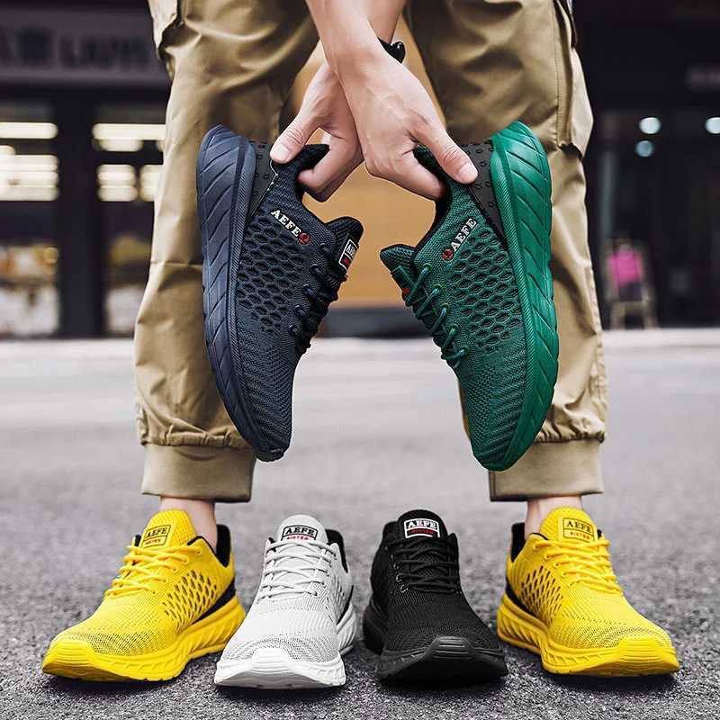 High quality mens running shoes large-sized 46 47 breathable mesh tennis shoes mens fashionable yellow ultra light mens sports shoes Z250319