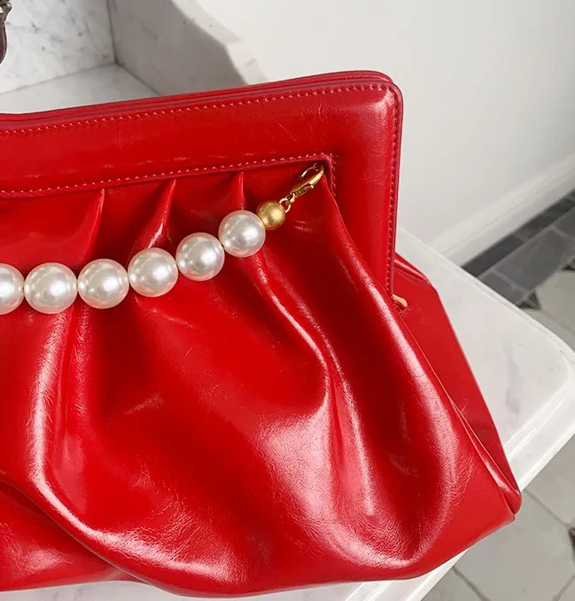 Fashion Folds women Clutches Pearl chain Lady Handbag Python Banquet Envelope Evening Bag Ladies Clutch Purses bolsas 250327