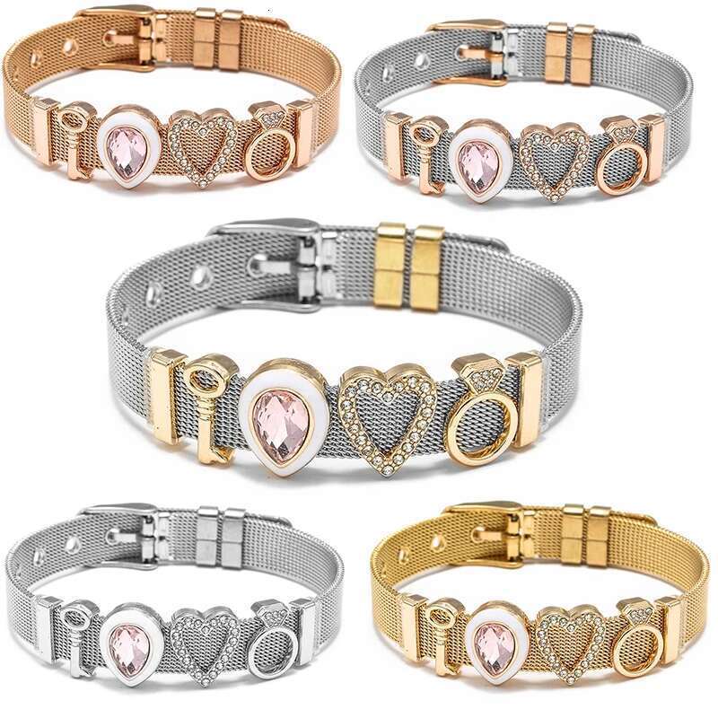 Stainless Steel Crystal Beads Bracelets Original Heart Crown Key Keeper Bracelets Bangles For Women Men Fashion Jewelry Gift