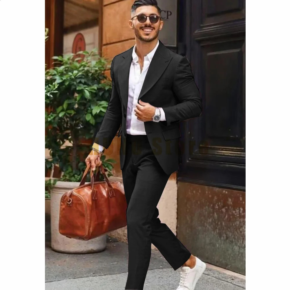 Mens Full Suits Suit Male Single Breasted Casual Fashion Singlebreasted Formal Wear Trend Two Piece Groom Dress Only 250311