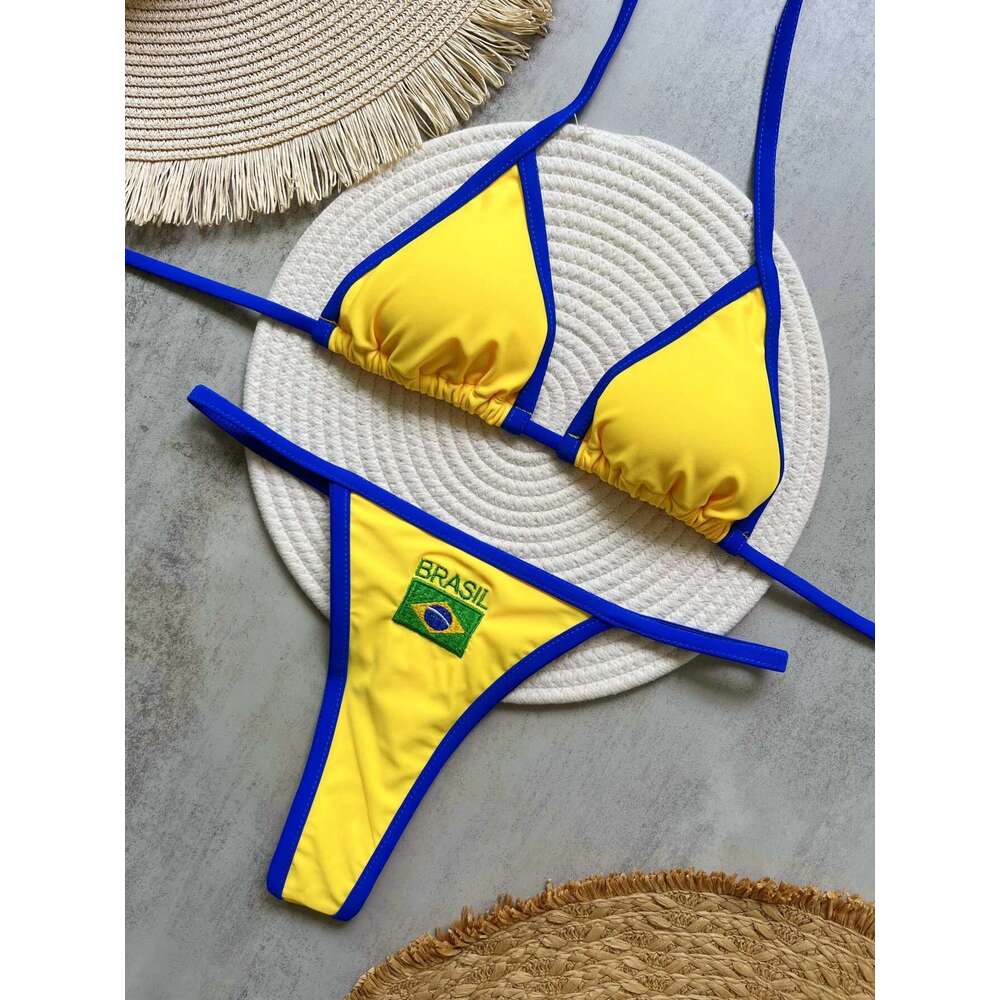 Brazilian Swimwear Women Sexy 2 Pieces Mini Bikini Set Triangle Liquor Back Nude String Beach Swimwear Summer 2025 New Style