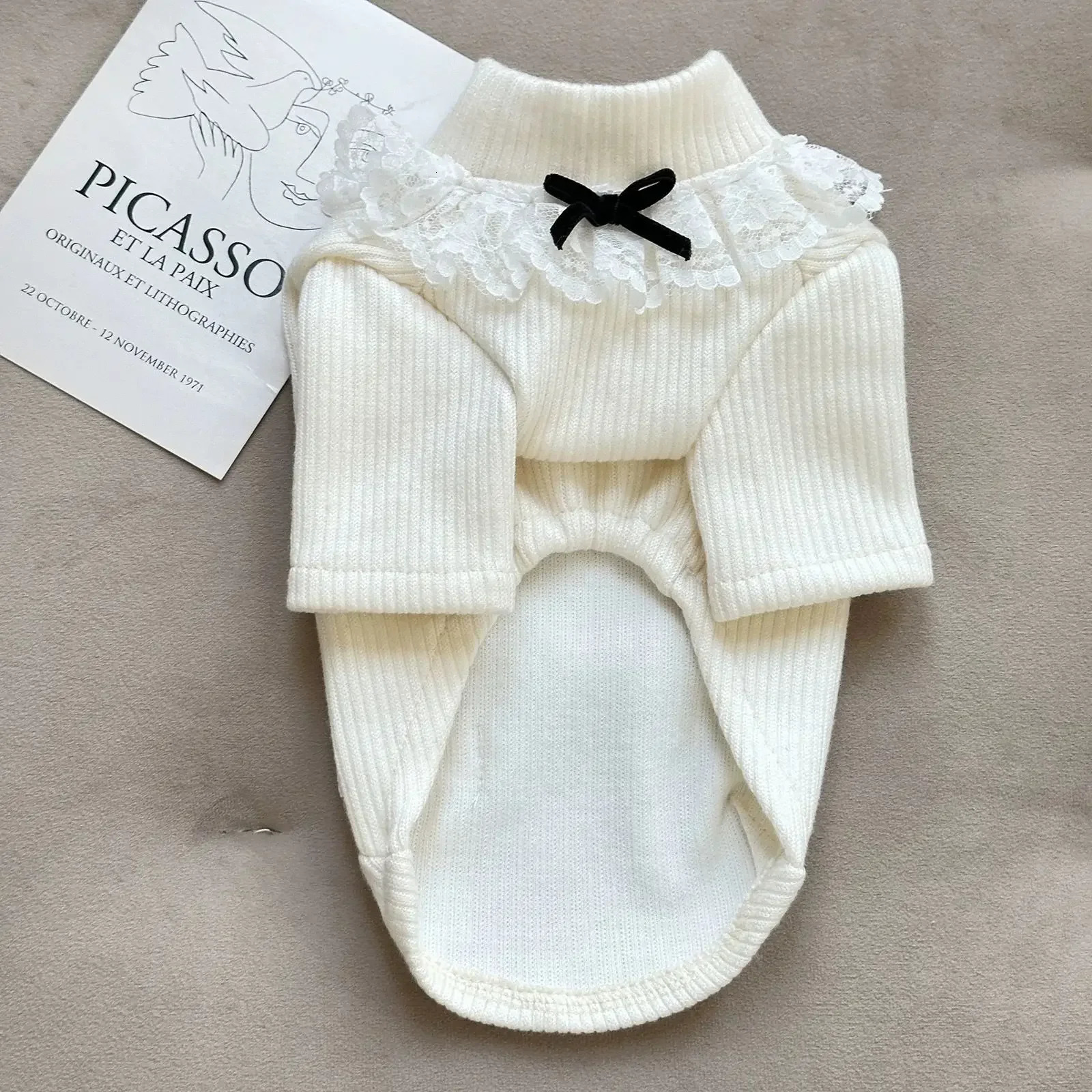 Lace Collar Base Shirts Dog Clothes Solid Color Small Dogs Clothing Kawaii Fashion Spring Autumn Outfits Girl Maltese Pet Items 250318