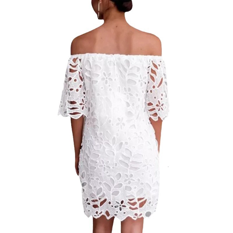 2025 Spring and Summer New Color Lace Mid Sleeve Commuter Dress, strapless Fashion Short Skirt