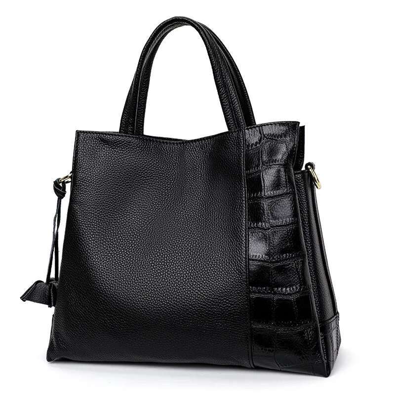 Aidrani New High-Capacity Women's Handbag, With Crocodile Patterned Solid Color Bag, Made Of Cowhide Material,