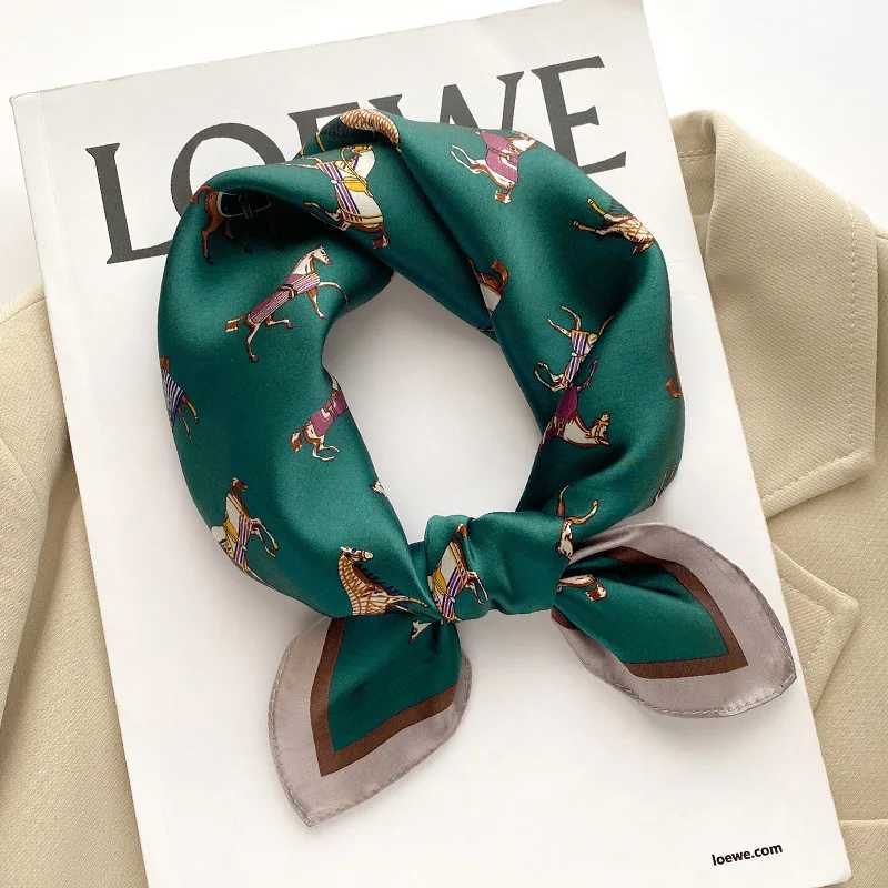 Horse Printing Design 100% Pure Silk Square Scarf Wen Fashion Luxury Brand Scarf Neckerchief Hair Hand Wrist Bandana X250319