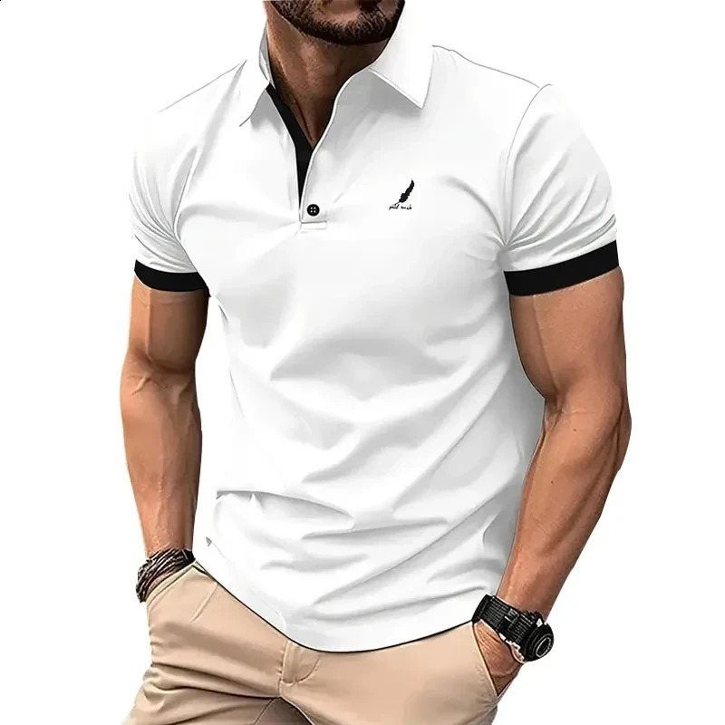 Mens Polo Shirt Summer Casual Short Sleeve Buttons Tops Street Sports Style Clothing Oversized Pullover Street Golf Wear 250319