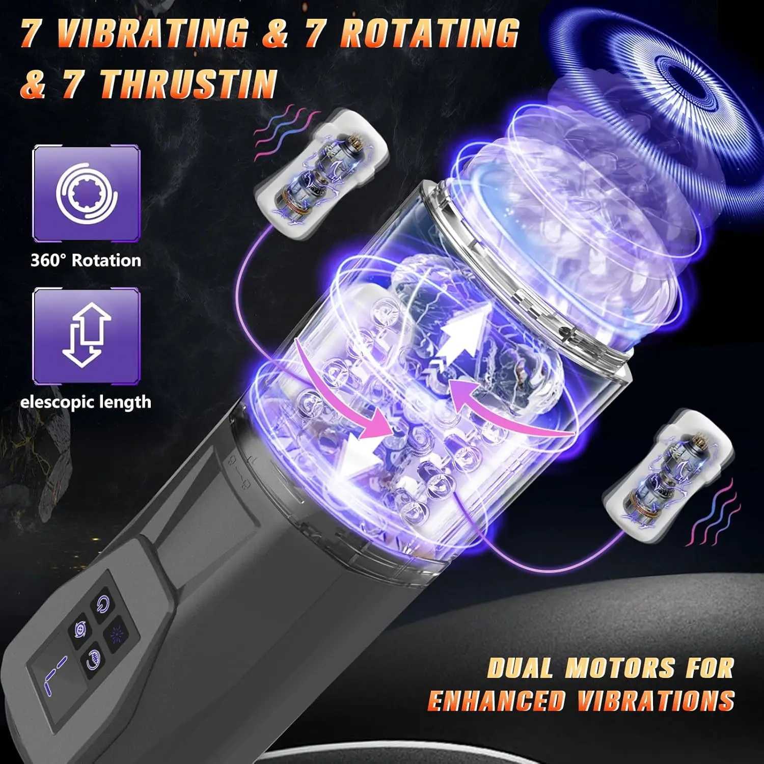 3-in-1 automatic male masturbator with vibrator and rotating stimulation licking male penis coach adult sex toy 3D textureXJ250319