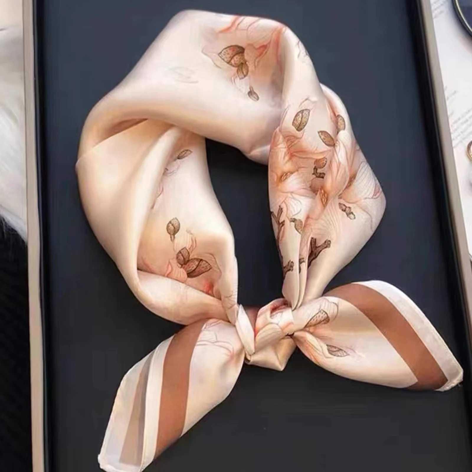 Luxury brand silk square plain scarf satin neck hair clip with soft work collar new headscarf Fem Foard X250319