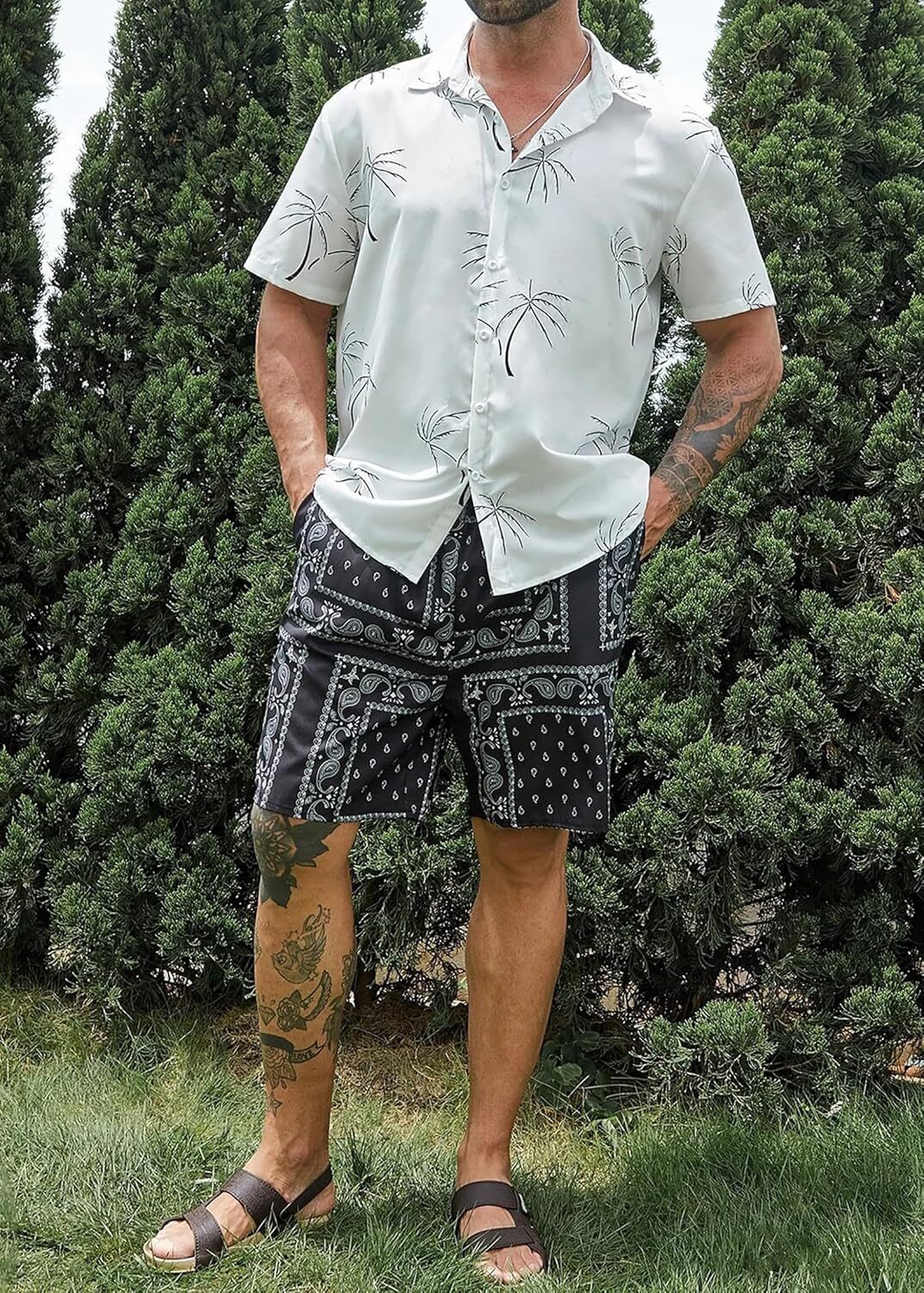 Mens Paisley Shorts Workout Boxing Running Shorts Bandana Boho Lightweight Drawstring Shorts cool