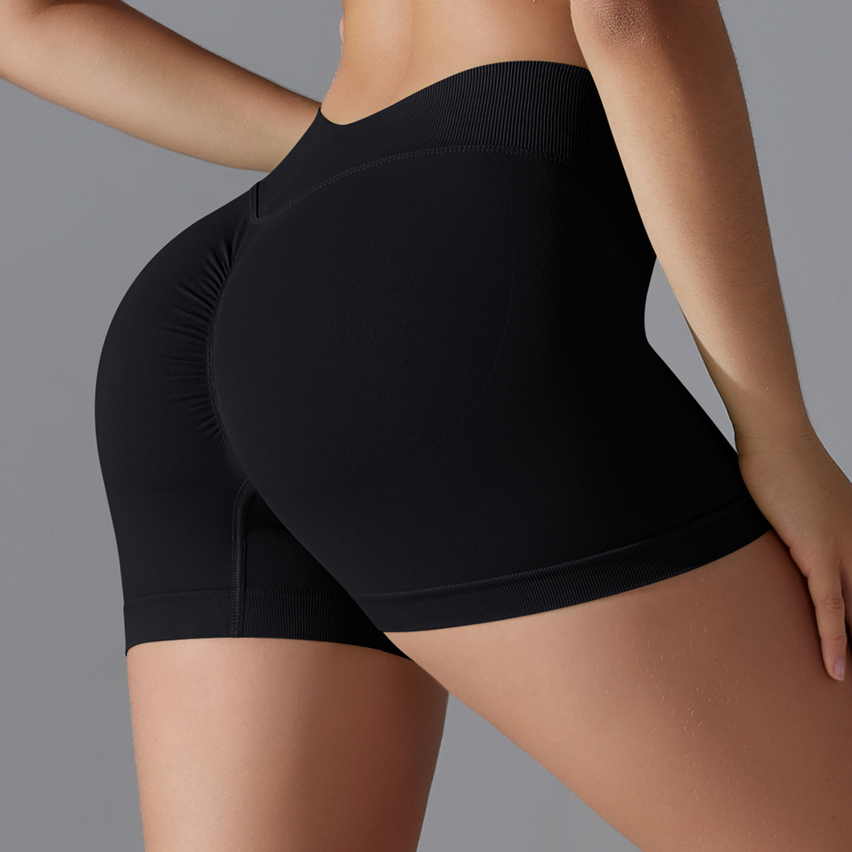 tracksuit Seamless Knitted Solid Color Tight Peach Hip V Waist Yoga Sports, Running, Fitness, Three Point Shorts for Women leggings