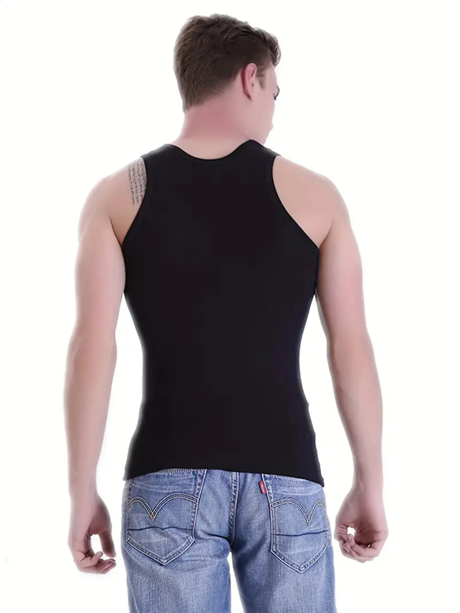 Mens Vest Black 3-Piece Breathable Quick-Drying Polyester Fiber Sports Vest Suitable for Gym Running and Training Casual Pure C 250319