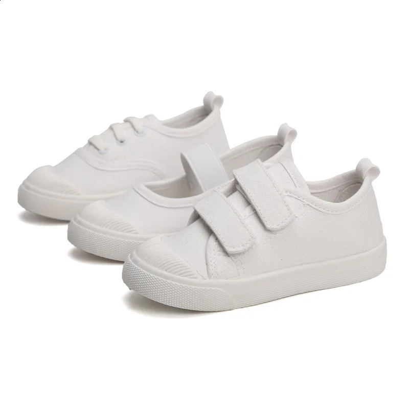 Spring Summer Childrens Canvas Shoes Girls White Shoes Fashion Boys Soft Campus White Causal Shoes Non-slip Sneakers 250319