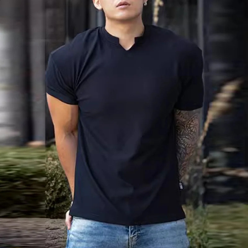 280g heavyduty Tshirt fabric shoulder pad with large wrinkle resistant quick drying fitness suit mens sports short sleeved 250317
