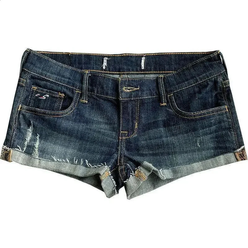 Womens Low Rise Elastic Tight Curled Denim Shorts Summer Girl Street Casual Hip Wrap Sexy Mini Shorts Female 250319