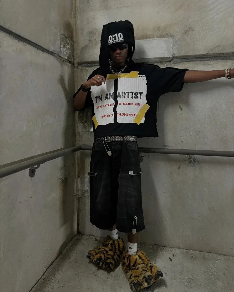 Y2k Rock Hip-hop Fashion T-shirt American Street Harajuku Retro Letter Printing Oversized Short-sleeved Tops Men Women Clothing 250319