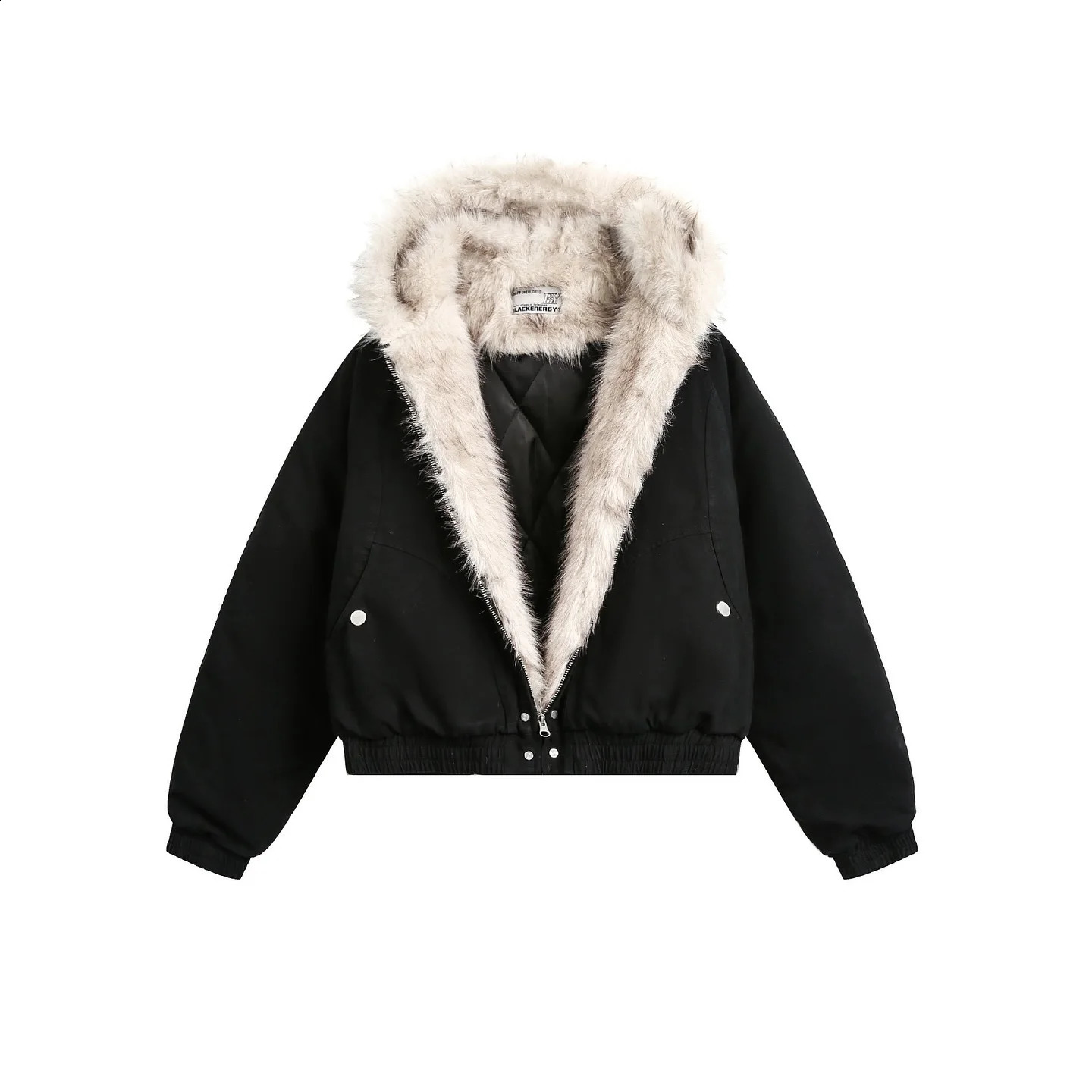 Y2K Winter Warm Mens Retro Simple Plush Coat Sportswear Loose Leather Motorcycle Punk Fur Collar Jacket Couple 250318