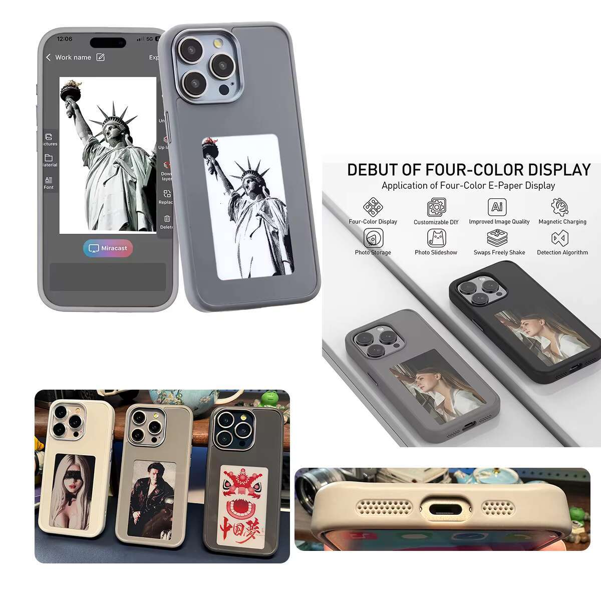 New Designer DIY Smart NFC E Ink Screen Display Shockproof Mobile Phone case for Samsung Galaxy S24 S23 ultra Plus Cover