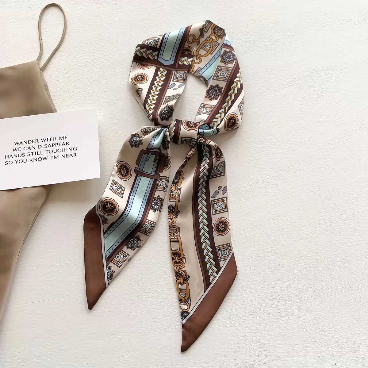 Wen Long Ribbon Scarf Handle Bag Ribbons Skinny Silk Like Hair Scarf for Wen Wrap Ribbon Handbag Neck Satin Scarves X250319