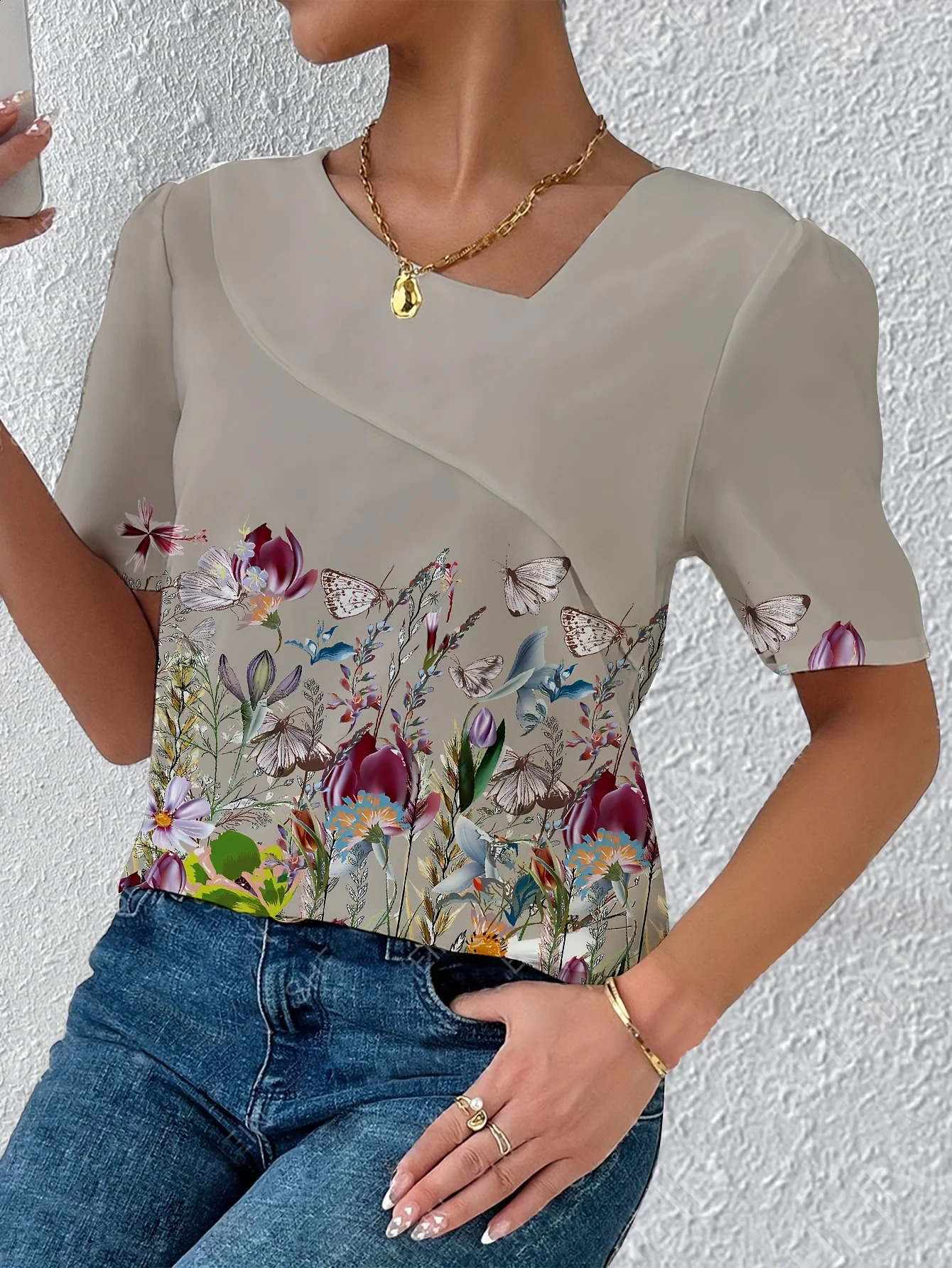 Temperament Blouse Casual Loose Woman Shirt Elegant Short Sleeve Weekday 250319