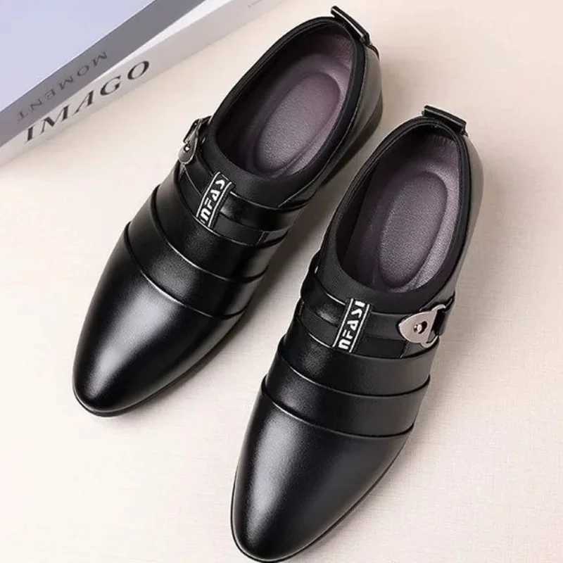 Mens casual leather spring autumn Pointed Toe dress shoes mens official high-quality Fi party legal setXJ250319