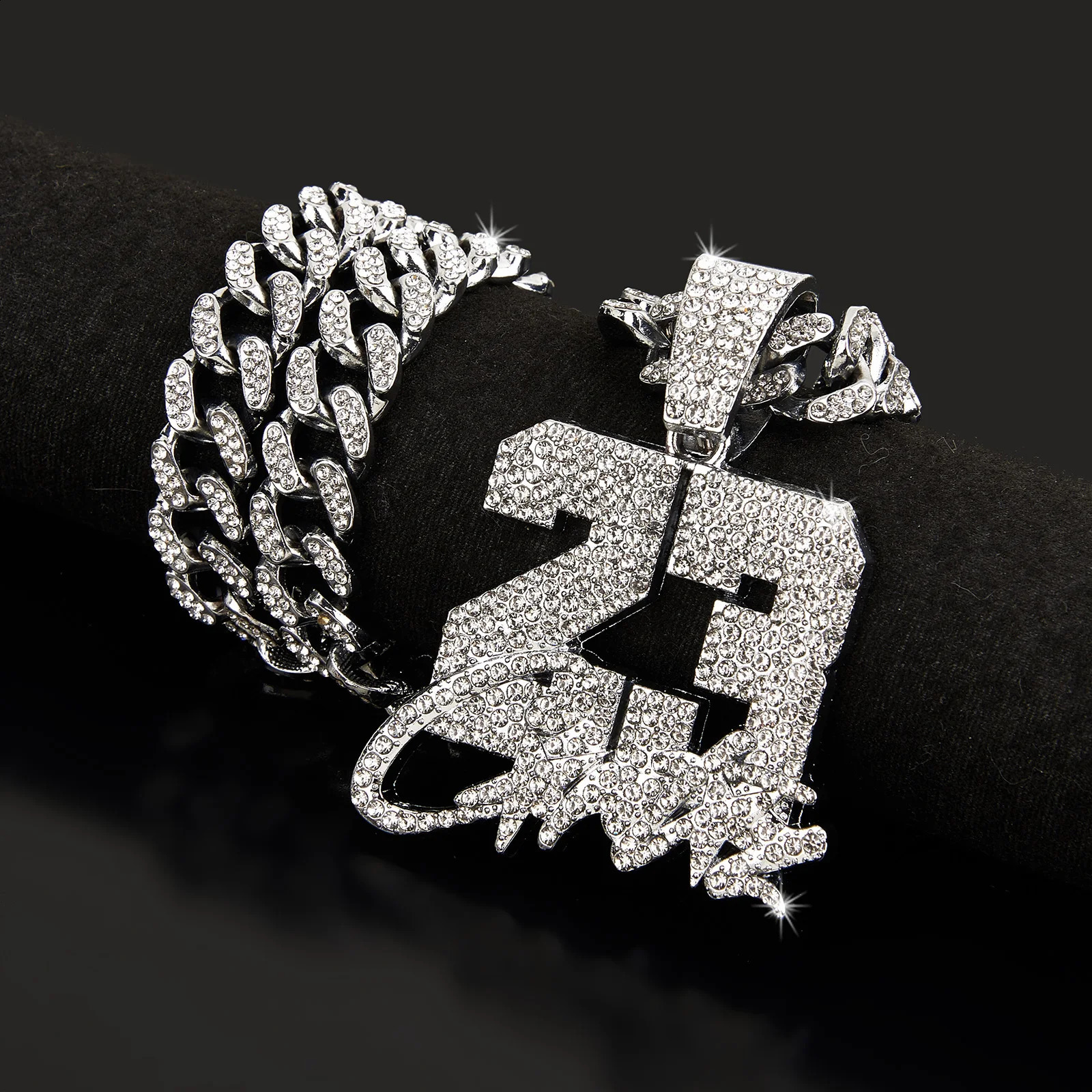 Mens Hip-Hop 23 Number Pendant Necklace with 20-Inch Cuban Chain - Stylishly Funky 250313