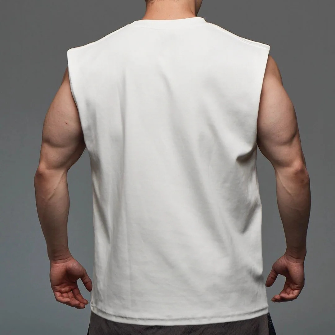 Mens Oneck Tank Top Solid Color Cotton Summer Gym Muscle Fitness Street Clothing Sleeveless Sweatshirt 250317
