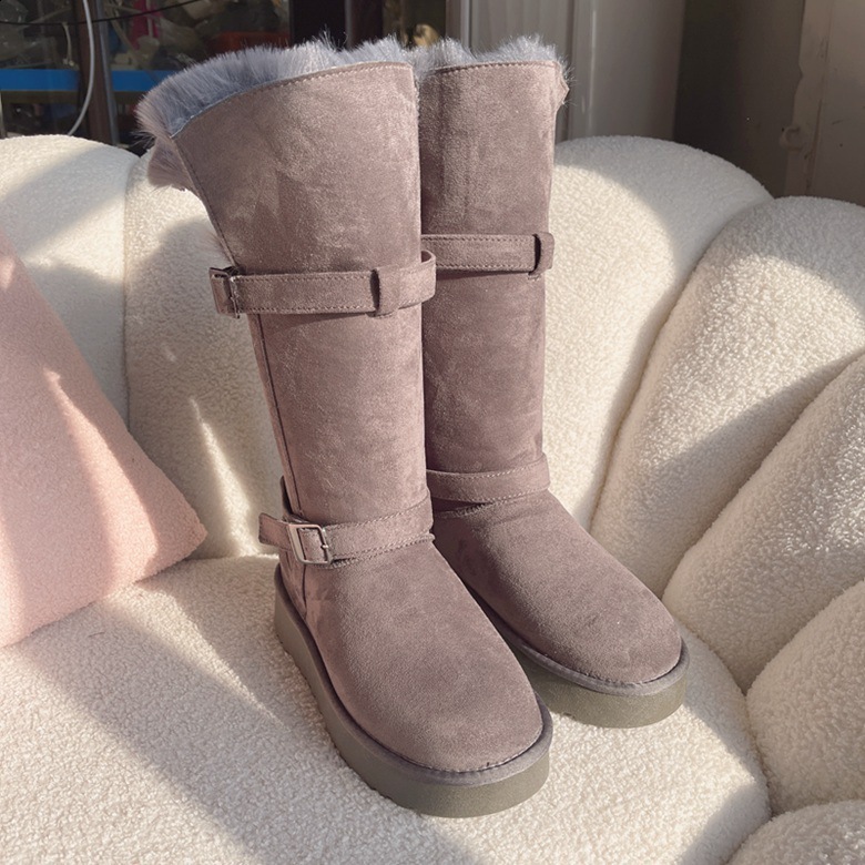 Womens long tube snow boots big head comfortable winter boots womens thick warm cotton shoes 241007