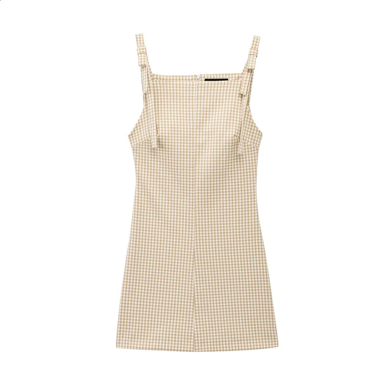 RAFZNB Straight Collar Short Dresses For Women Fashion Bow Strap Decoration Sleeveless Female Elegant Party 250319