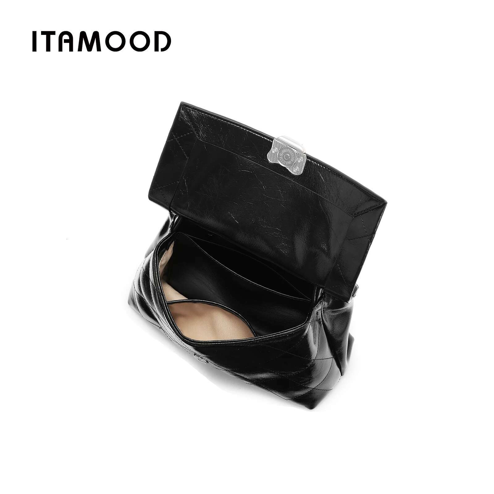 ITAMOOD Messenger Textured Work Commuting Large Capacity Leisure Handbag Genuine Leather Retro Tote Bag