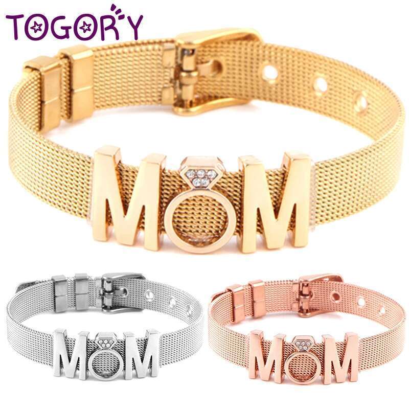 New Fashion Stainless Steel Mesh Bracelets Original MOM Beads Buckle Keeper Bracelets For Women Mother Jewelry Gift Wholesale