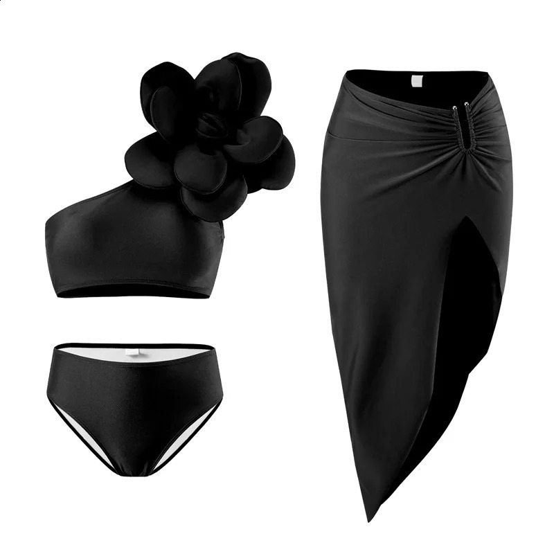 Fashion Mother Daughter Swimsuits Family Look Mom Daughter Bathing Suit Adults Girls Flower Bikini 3Pcs Family Matching Swimwear 250319