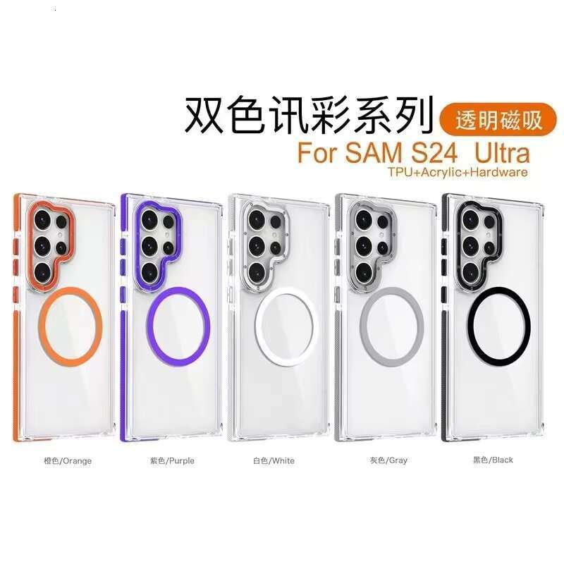 Original Clear Mobile Phone Case for Samsung S22 S24 S25 Ultra S23 Plus Magnetic Wireless Charging Transparent Protective Cover