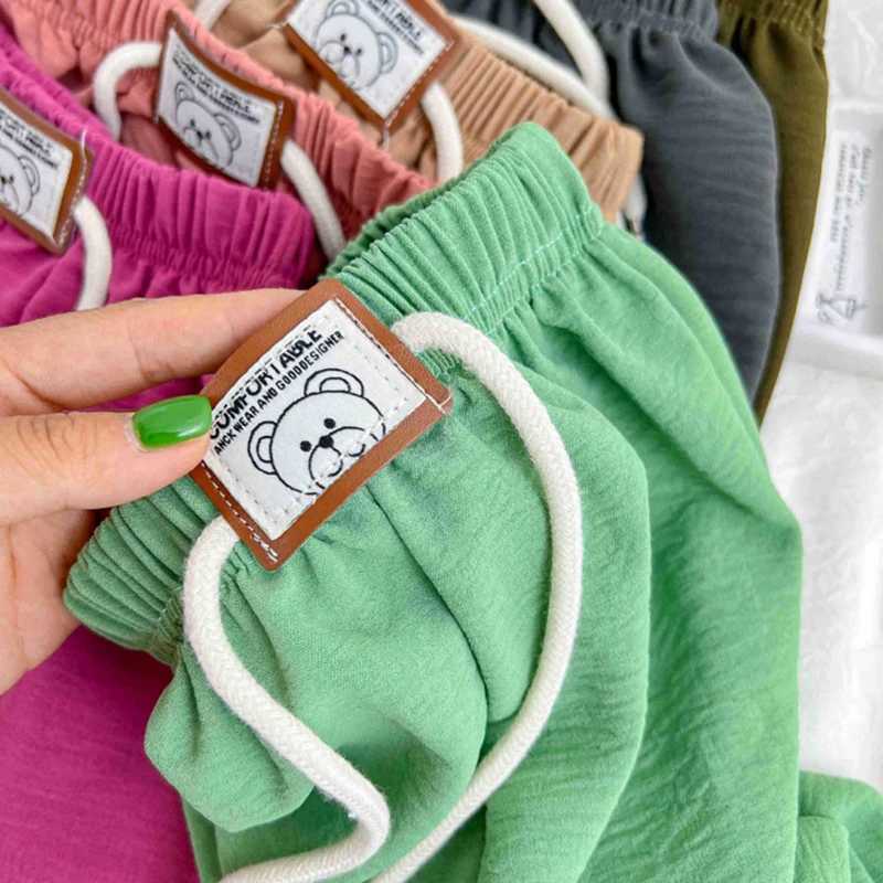 Childrens boys girls family outdoor breathable soft solid color childrens casual pantsT250318