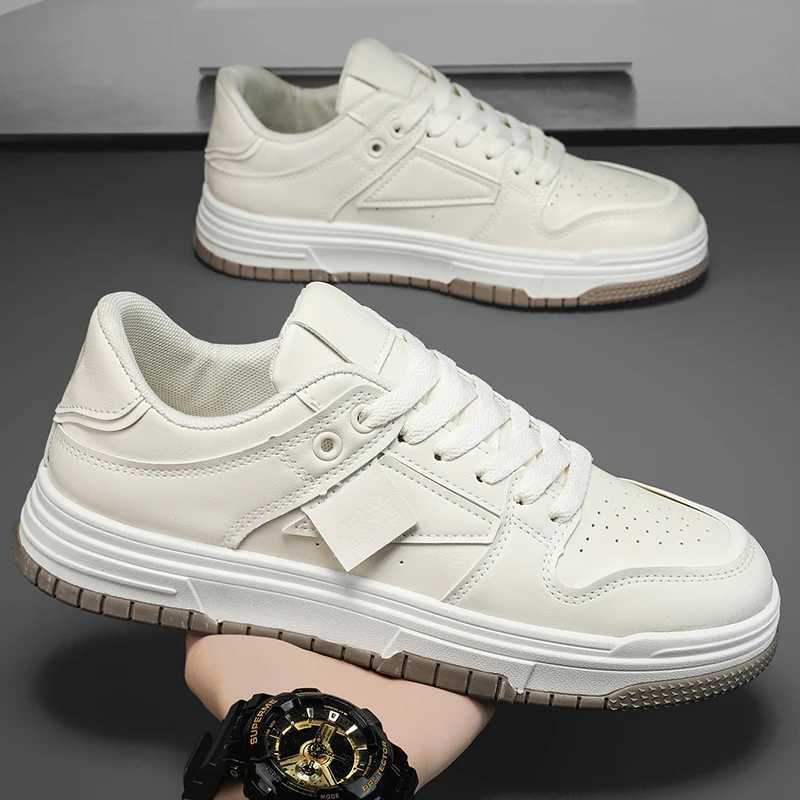 Mens skateboarding shoes breathable jogging Fi leather casual sports shoes platform wear-resistant walking running sports shoes Y250318