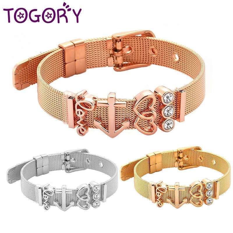 Fashion Stainless Steel Mesh Bracelets Original Heart To Heart Beads Kepper Bangle Bracelet For Women Men Jewelry Gift Wholesale