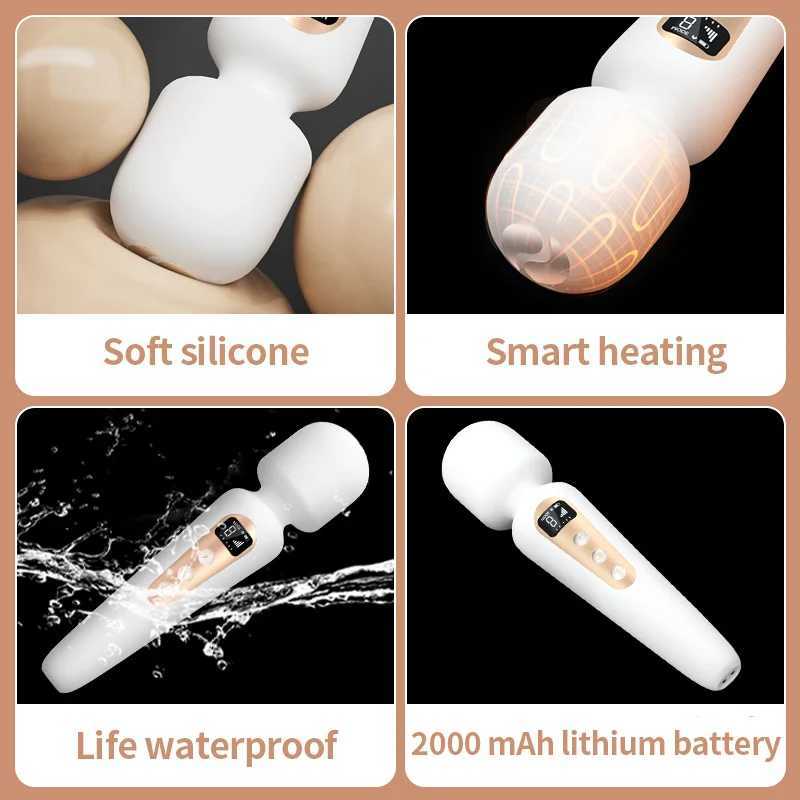 LCD display vibrator intelligent heating AV vibrator with 5 different frequencies of magnetic suction to charge female sex toys W250319