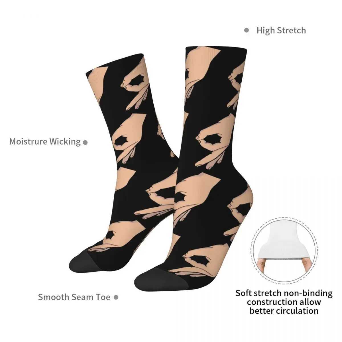 Circle Game Hands fun Gotcha meme makes you look like Harajuku socks high-quality stockings seasonal neutral gift socks X250319