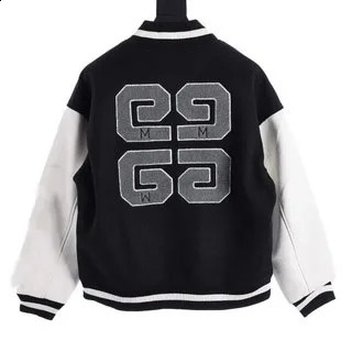 Mens Jacket Alphabet Printing Color Block Baseball Motorcycle Street Leather 250317
