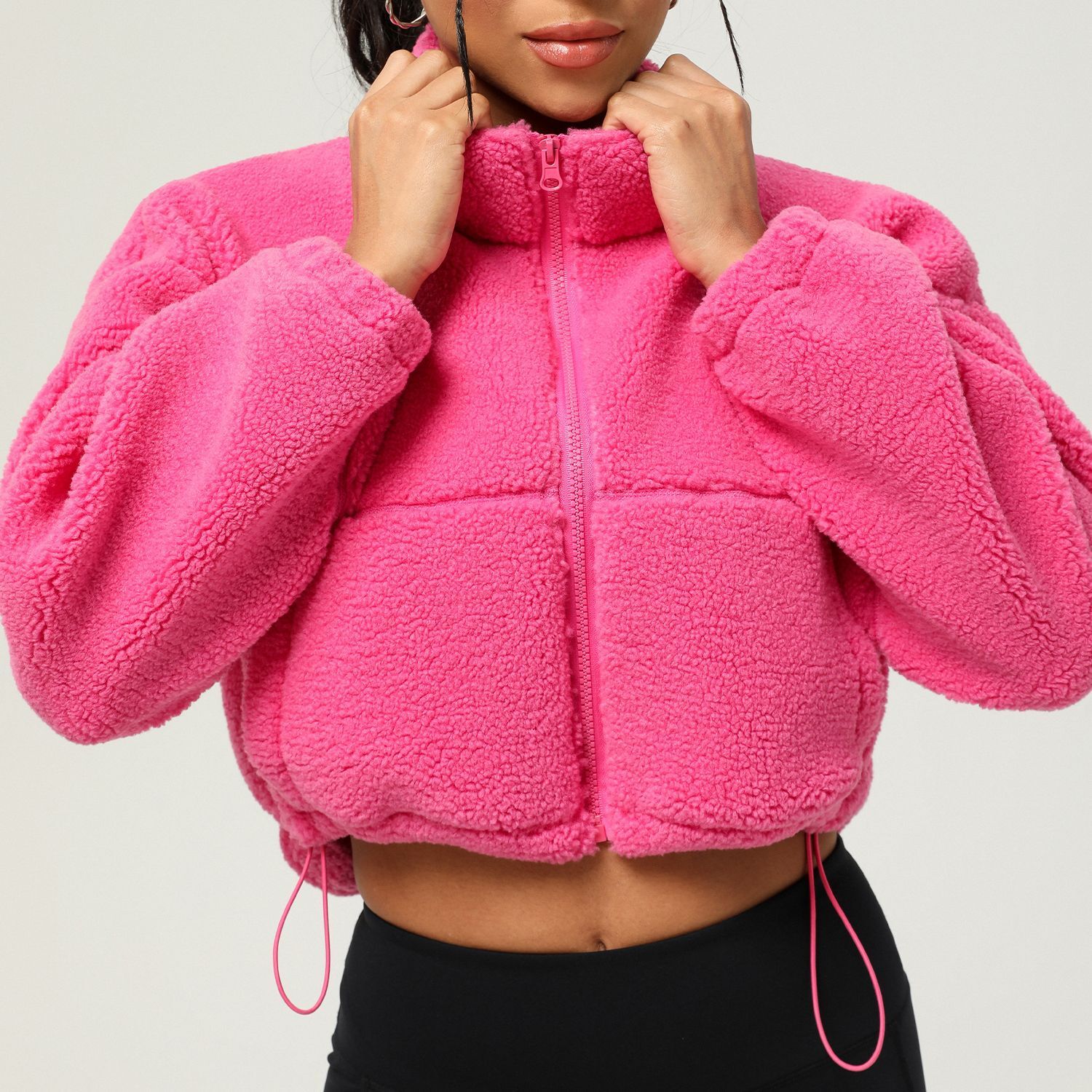 New lamb wool sports leisure autumn and winter thick plush short top jacket, outdoor running jacket
