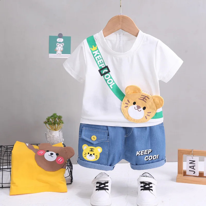 Summer Baby Boys Clothing Sets Cartoon Bear Cotton T-Shirt Shorts 2Pcs Suits for Baby Kids Tracksuits Infant Casual Outfits 250319