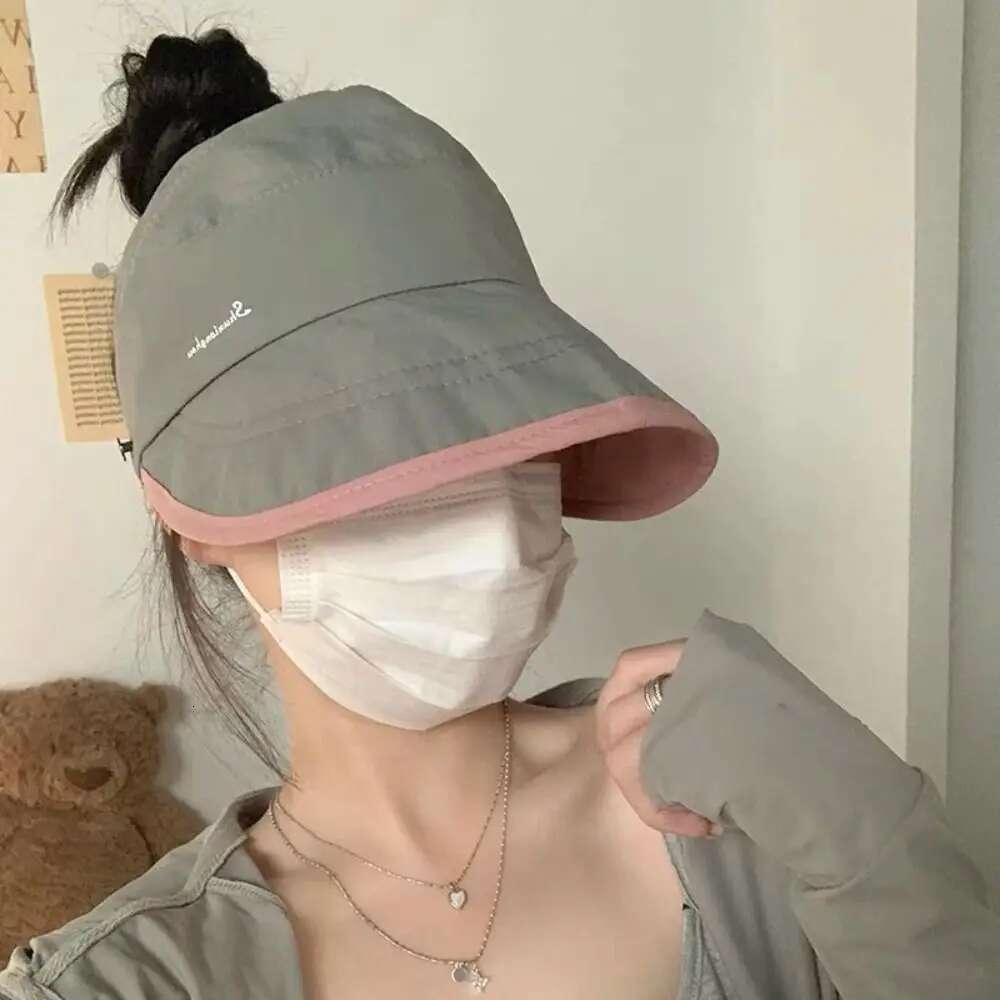 Wide Brim Women Baseball Caps Fashion Empty Top Sun Protection Outdoor Beach Cap Anti UV Folding Fisherman Hat