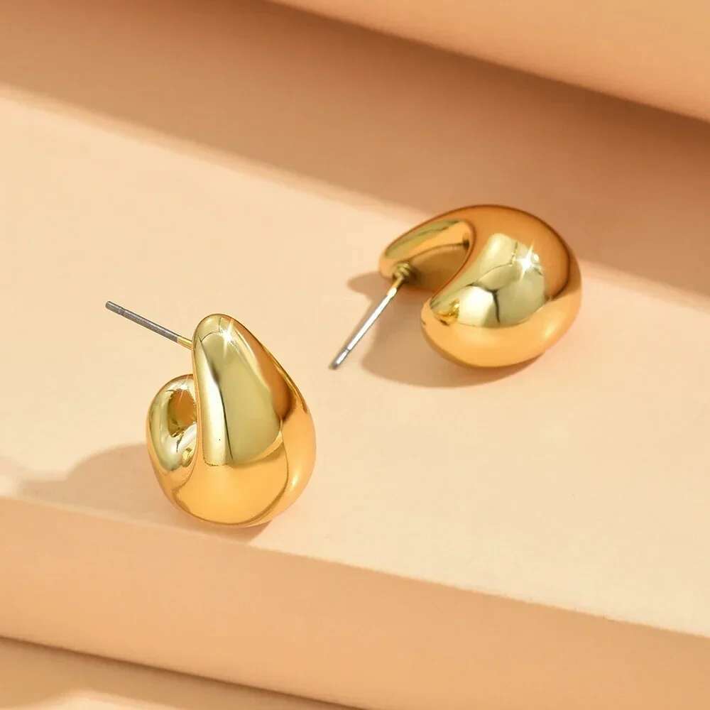 Vintage Chunky Dome Drop Earrings For Women Gold Plated Stainless Steel Thick Teardrop Earring Statement Wedding Jewelry Gifts ddmthur