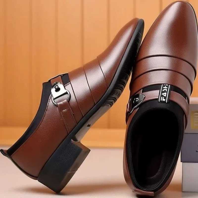 Mens casual leather spring autumn Pointed Toe dress shoes mens official high-quality Fi party legal setXJ250319